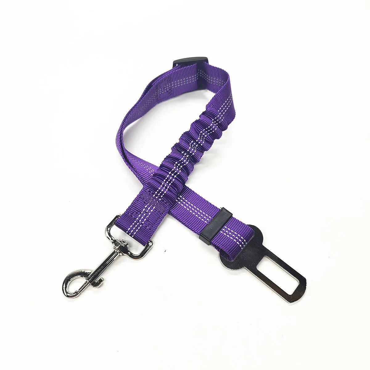 Dark purple shock-resistant dog harness with 360-degree rotation snap.